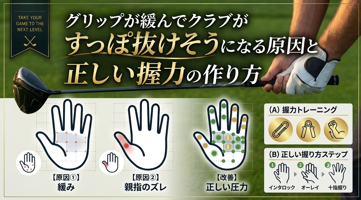グリップが緩んでクラブがすっぽ抜けそうになる原因と正しい圧力の作り方